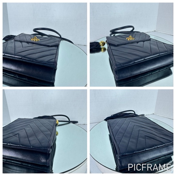 CHANEL CC LAMBSKIN LEATHER MINI FLAP BAG NAVY GHW - Picture 6 of 9